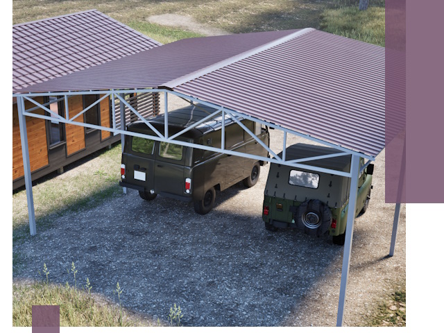 Двускатные навесы под ключ в Валуйках — изготовление и монтаж